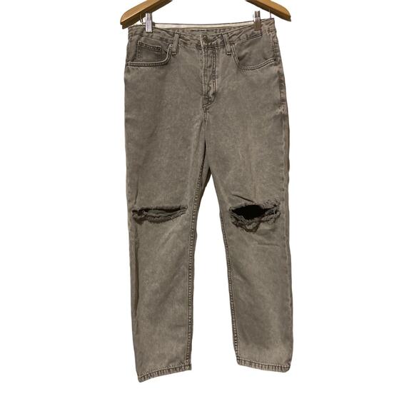 TOPSHOP Distressed Light Wash Gray MOTO HAYDEN Denim Jeans Button Fly W28 L30 - Picture 1 of 7